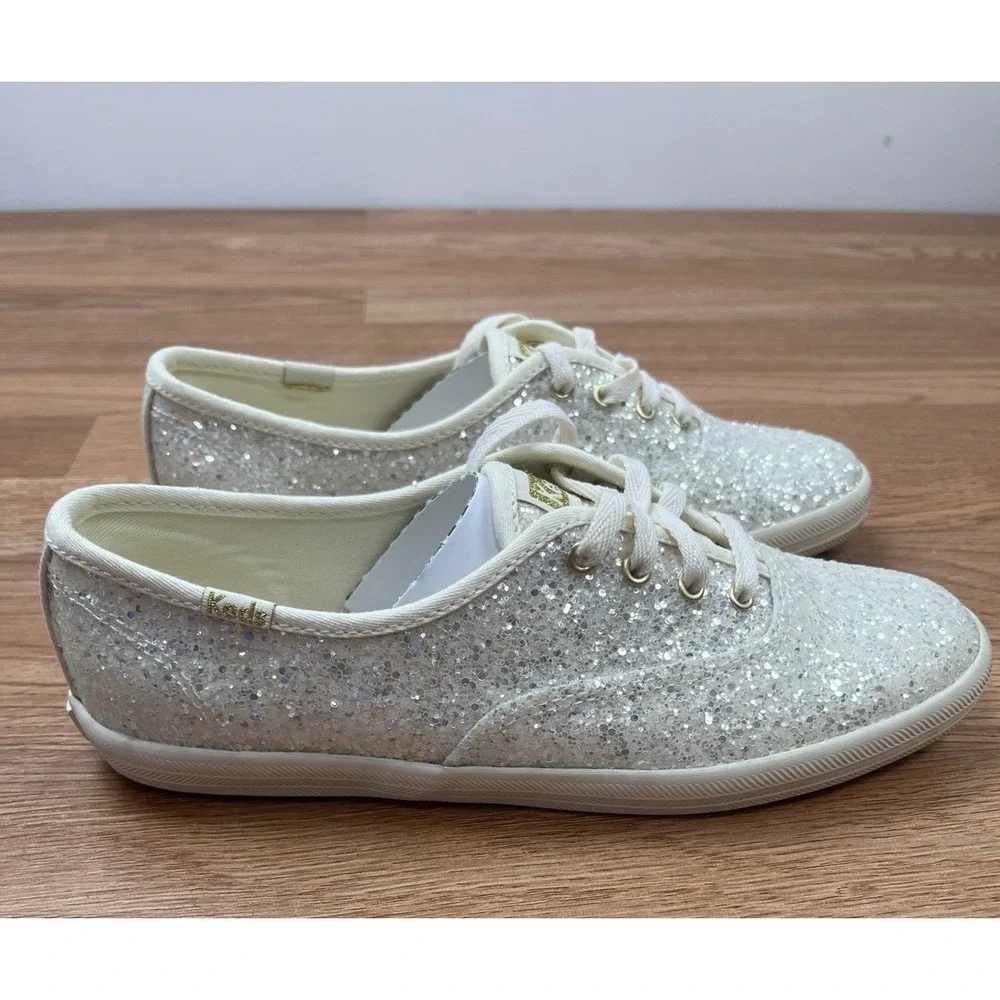 Keds Champion Glitter Lace Up Women's Sneakers Size 6.5 Cream NEW‎